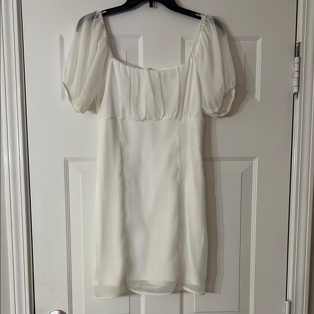Altar'd State White Dress with Puff Sleeves